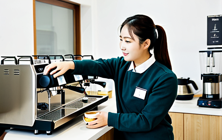 바리스타 자격증 국제 인정 여부 - Domestic Barista Training**
"A bright and welcoming barista training classroom in South Korea. Stud...